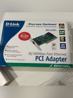 D-Link DFE-530TX+ 10/100Mbps Fast Ethernet PCI Adapter Card - In Box Win XP Mac